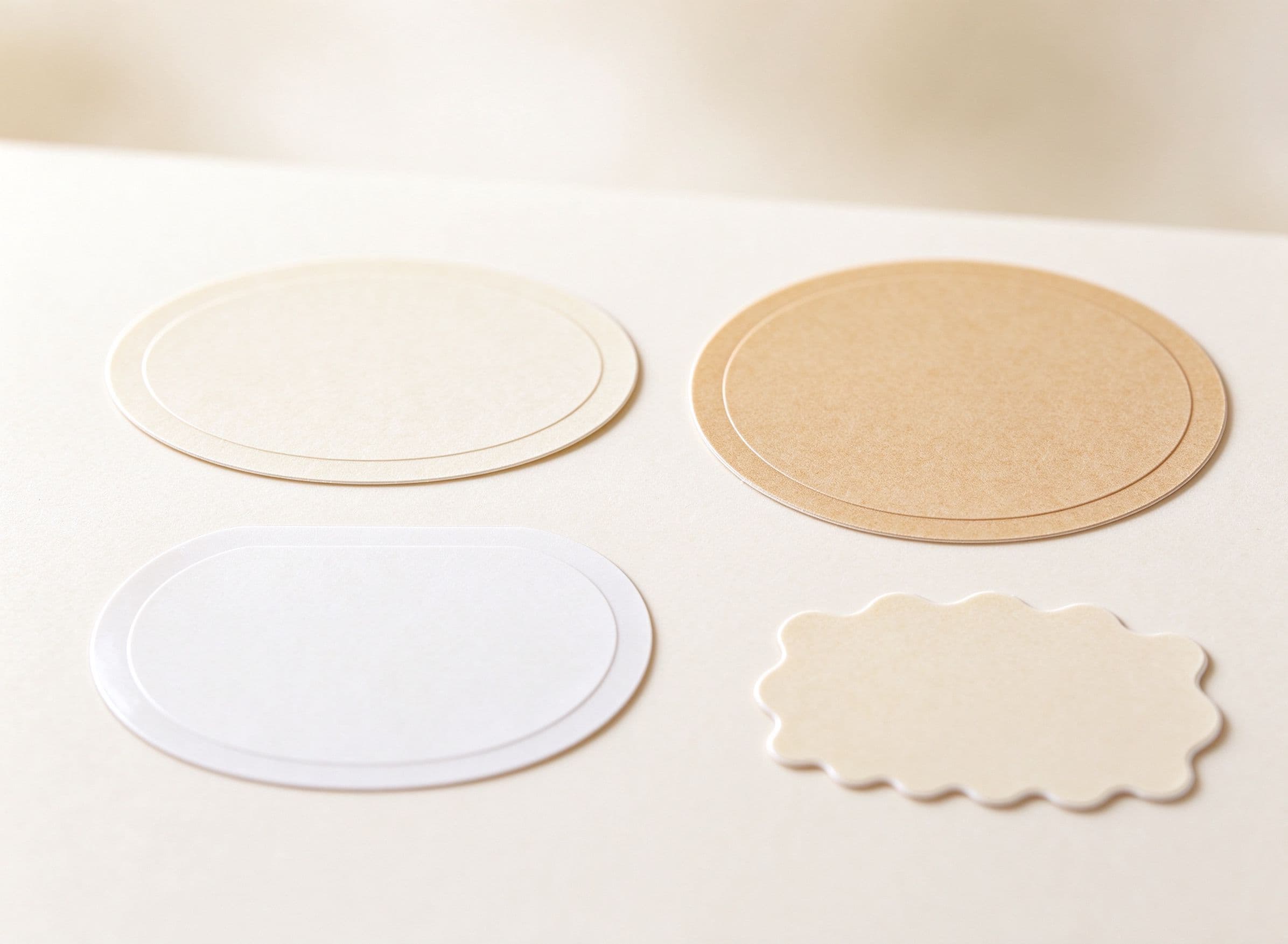 Custom die-cut oval, round and wave-edge labels